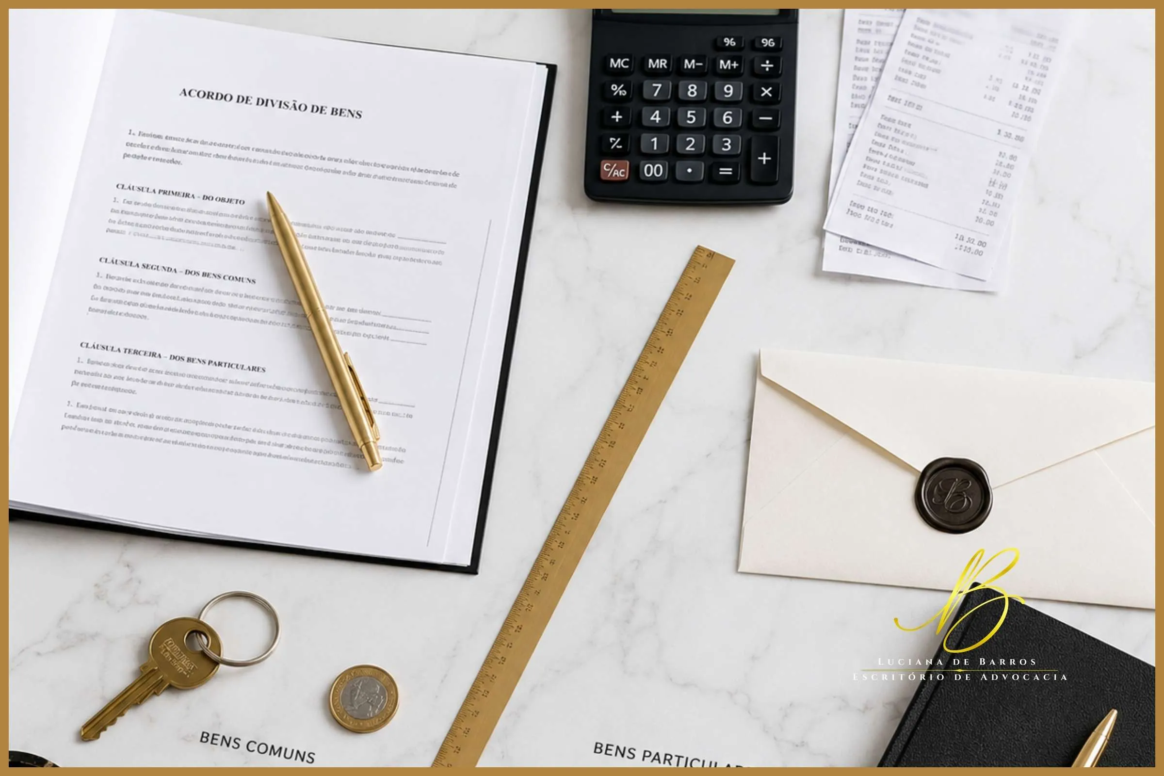 Pontos controvertidos da comunhão parcial: proventos do trabalho, sub-rogação, imóvel financiado e frutos de bens particulares Divisão entre bens comuns e bens particulares na comunhão parcial representando os pontos controvertidos da partilha no divórcio