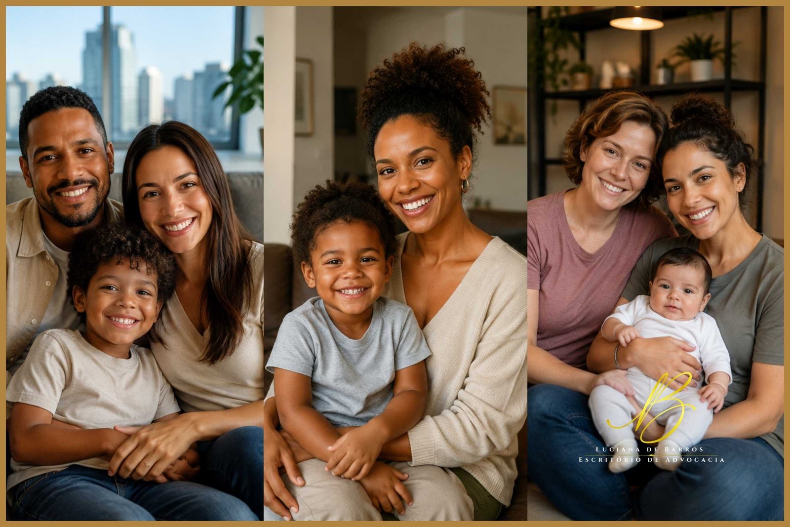 Tipos de família reconhecidos no Brasil pelo direito de família Diferentes tipos de família reconhecidos pelo direito brasileiro: família matrimonial, monoparental e homoafetiva